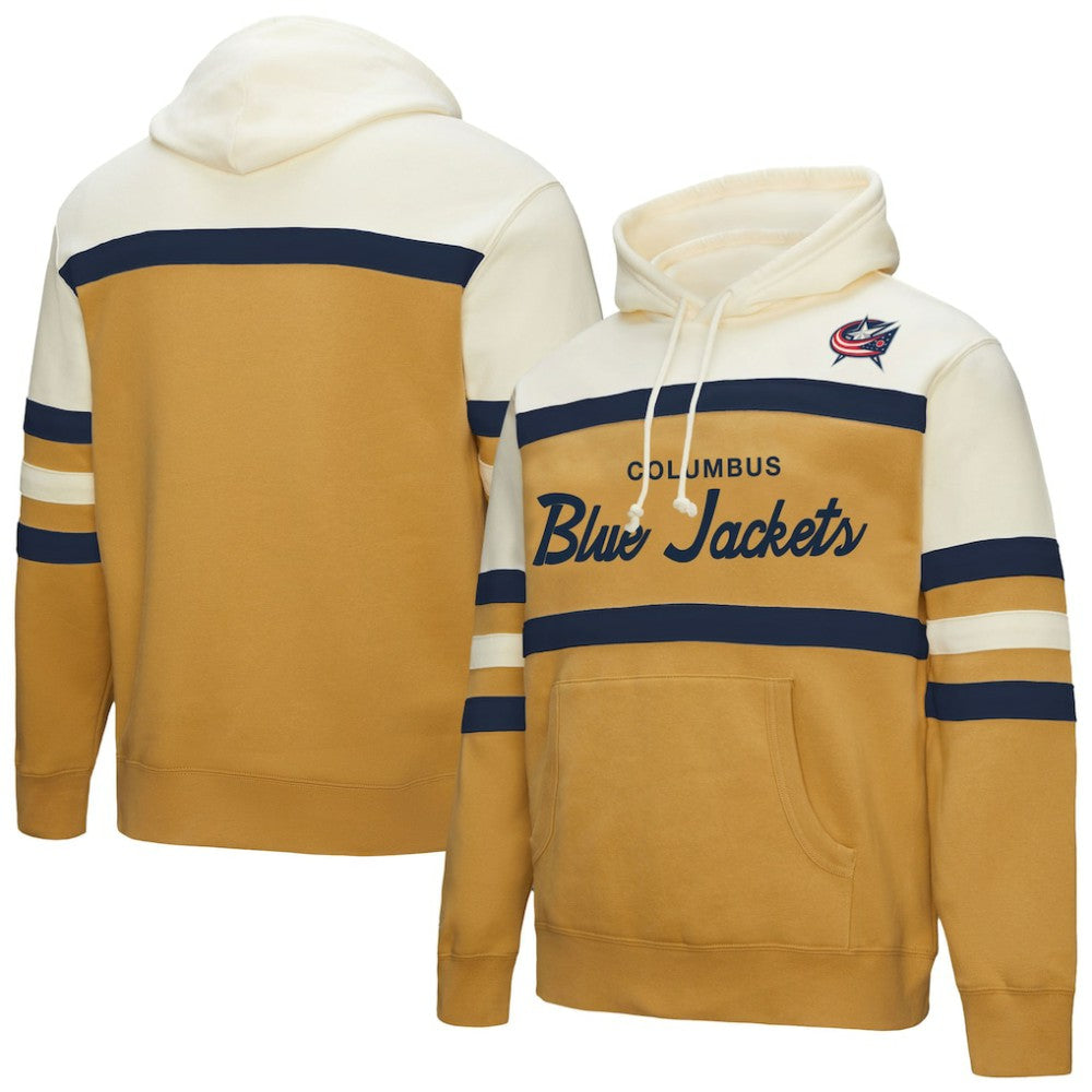 Columbus Blue Jackets - Mitchell & Ness Head Coach Pullover Hoodie Gold/Cream