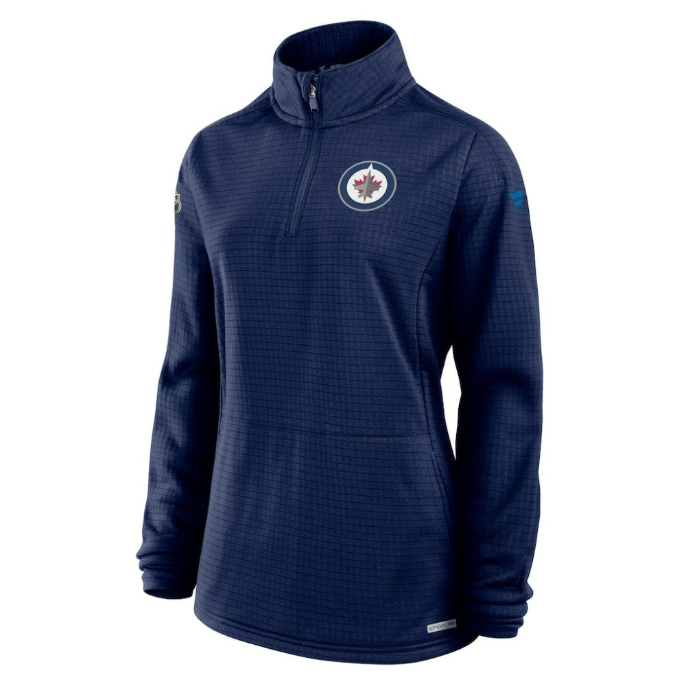 Winnipeg Jets - Fanatics Women's Authentic Pro Rink Quarter-Zip Pullover  Navy