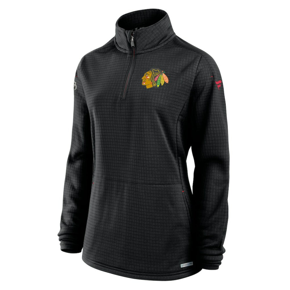 Chicago Blackhawks Fanatics Women's Authentic Pro Rink Quarter-Zip Pullover  Black