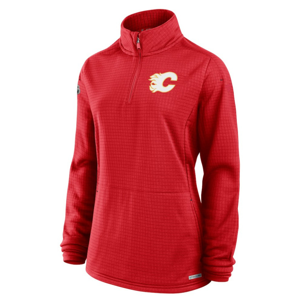 Calgary Flames - Fanatics Women's Authentic Pro Rink Quarter-Zip Pullover  Red