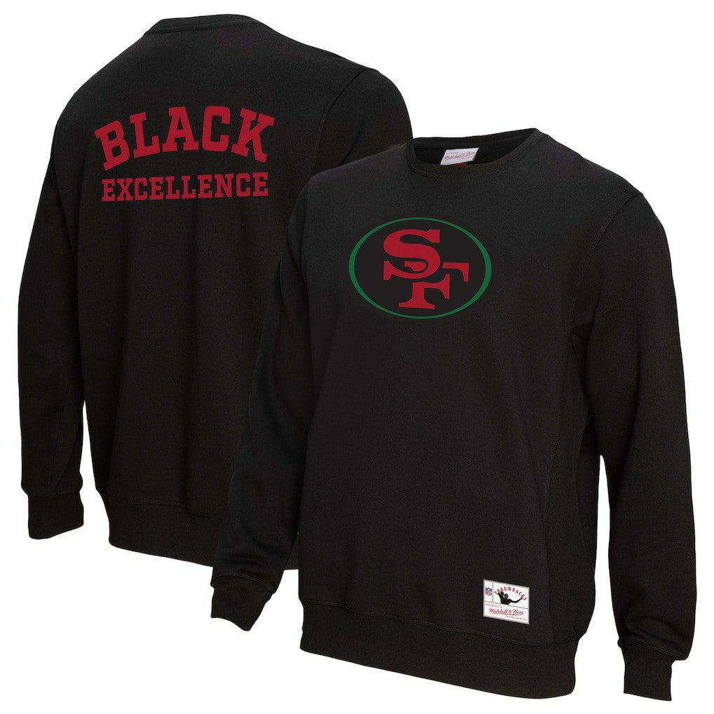 San Francisco 49ers Unisex Black Excellence Collection Icon Pullover Sweatshirt Black - Mitchell & Ness