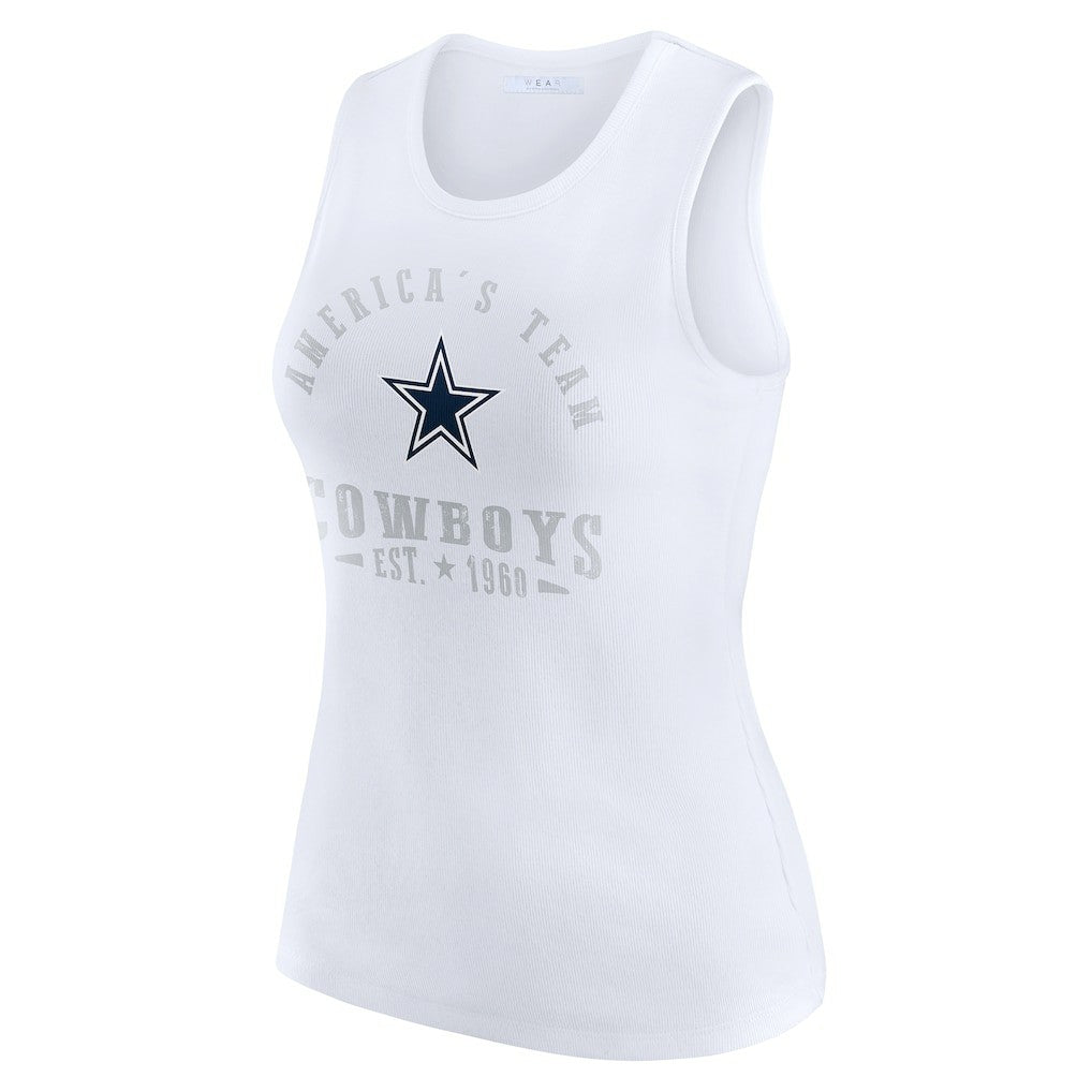 Dallas Cowboys WEAR by Erin Andrews Women's Ribbed Graphic Tank Top White - NFL