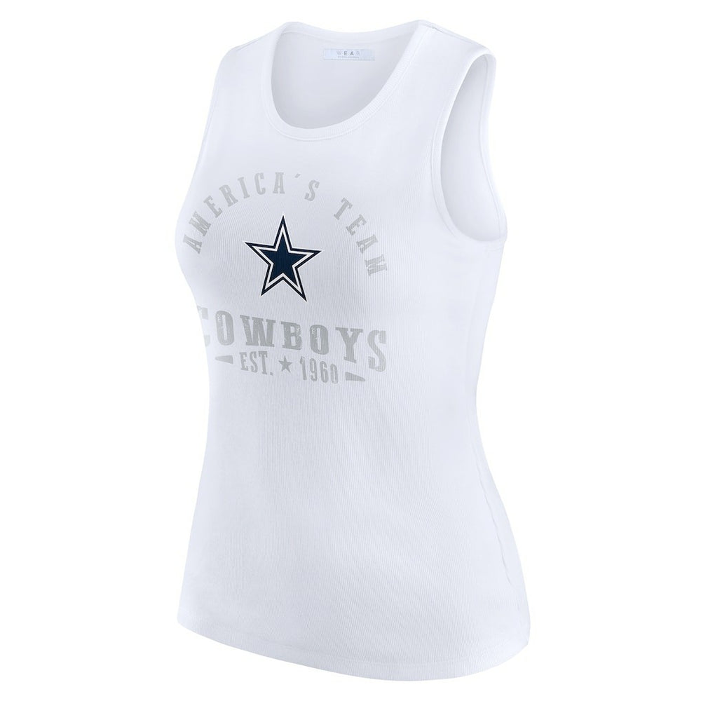 Dallas Cowboys WEAR by Erin Andrews Women's Ribbed Graphic Tank Top White - NFL