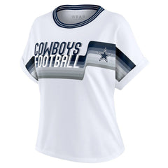 Dallas Cowboys WEAR by Erin Andrews Women's Cropped Center Stripe Dolman T-Shirt White - NFL