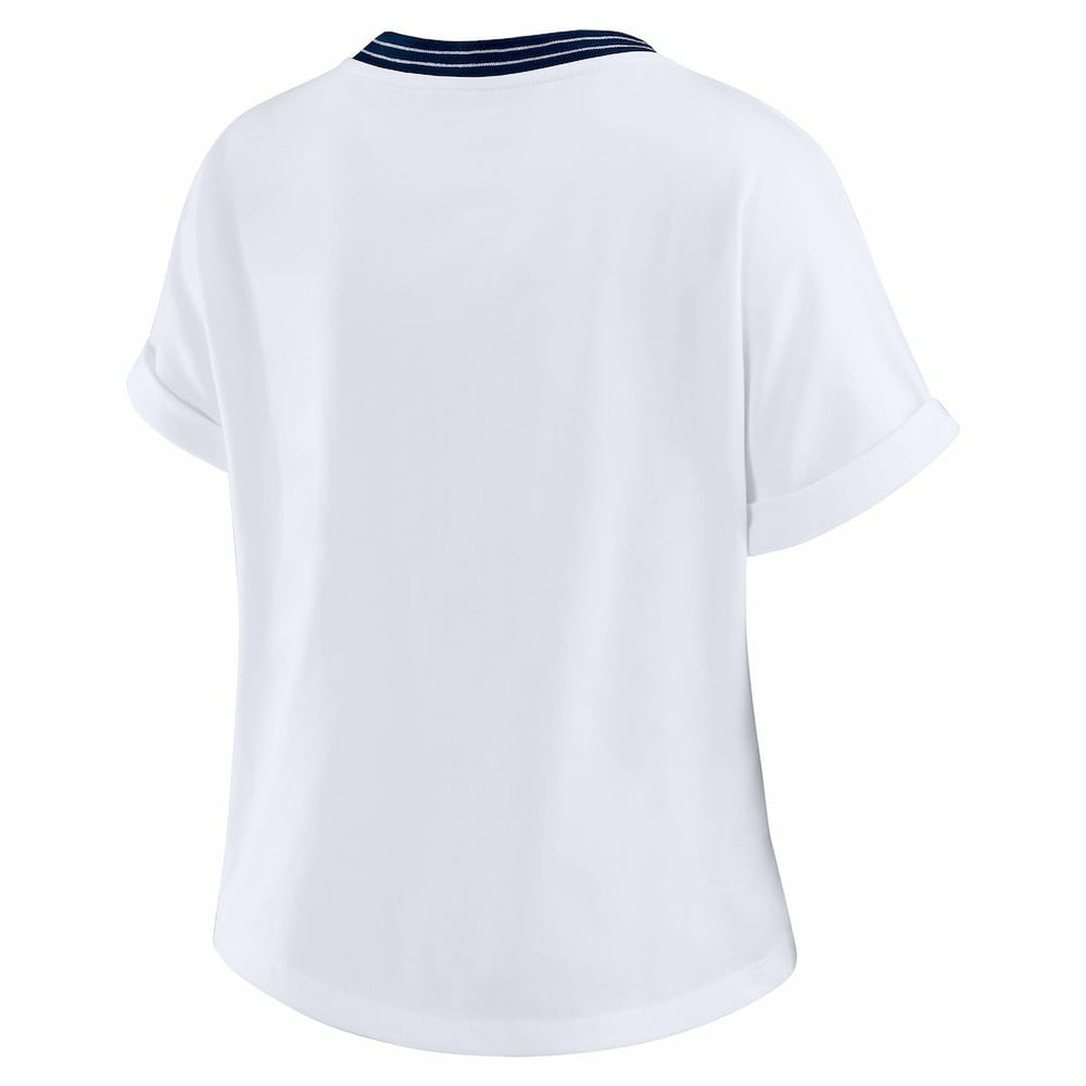 Dallas Cowboys WEAR by Erin Andrews Women's Cropped Center Stripe Dolman T-Shirt White - NFL
