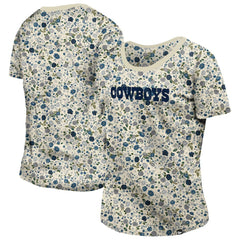 Dallas Cowboys New Era Women's Glam Game Floral Scoop Neck T-Shirt Cream - NFL