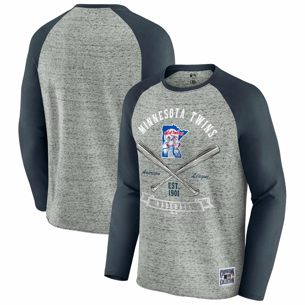Minnesota Twins Darius Rucker Collection by Fanatics Raw Edge Raglan Long Sleeve Baseball T-Shirt Clearance