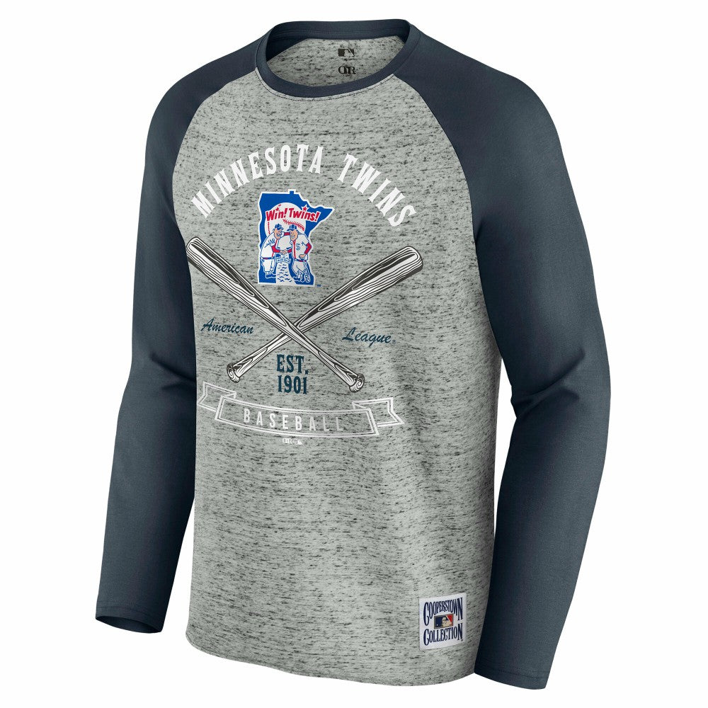 Minnesota Twins Darius Rucker Collection by Fanatics Raw Edge Raglan Long Sleeve Baseball T-Shirt Clearance
