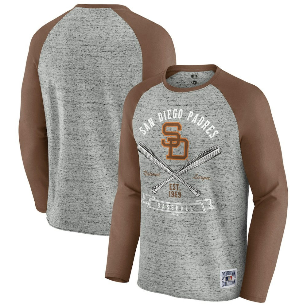 San Diego Padres Darius Rucker Collection by Fanatics Raw Edge Raglan Long Sleeve Baseball T-Shirt Lifestyle