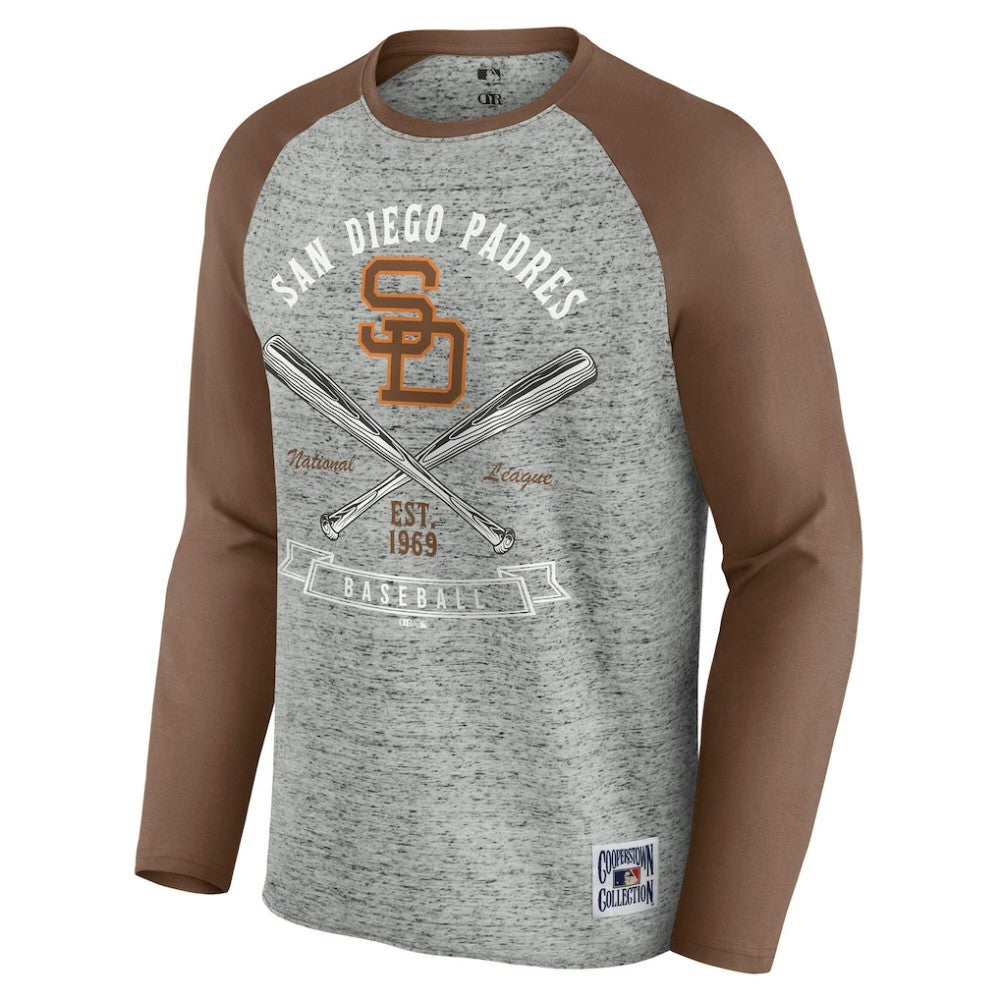 San Diego Padres Darius Rucker Collection by Fanatics Raw Edge Raglan Long Sleeve Baseball T-Shirt Lifestyle