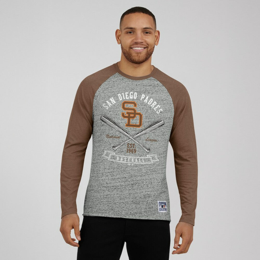 San Diego Padres Darius Rucker Collection by Fanatics Raw Edge Raglan Long Sleeve Baseball T-Shirt Lifestyle