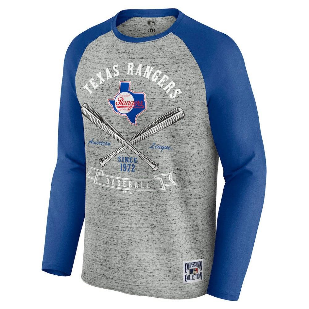 Texas Rangers Darius Rucker Collection by Fanatics Raw Edge Raglan Long Sleeve Baseball T-Shirt On Sale