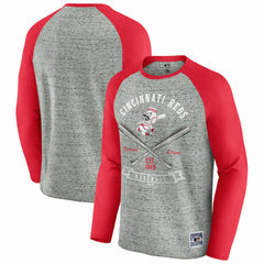 Cincinnati Reds Darius Rucker Collection by Fanatics Raw Edge Raglan Long Sleeve Baseball T-Shirt Lifestyle
