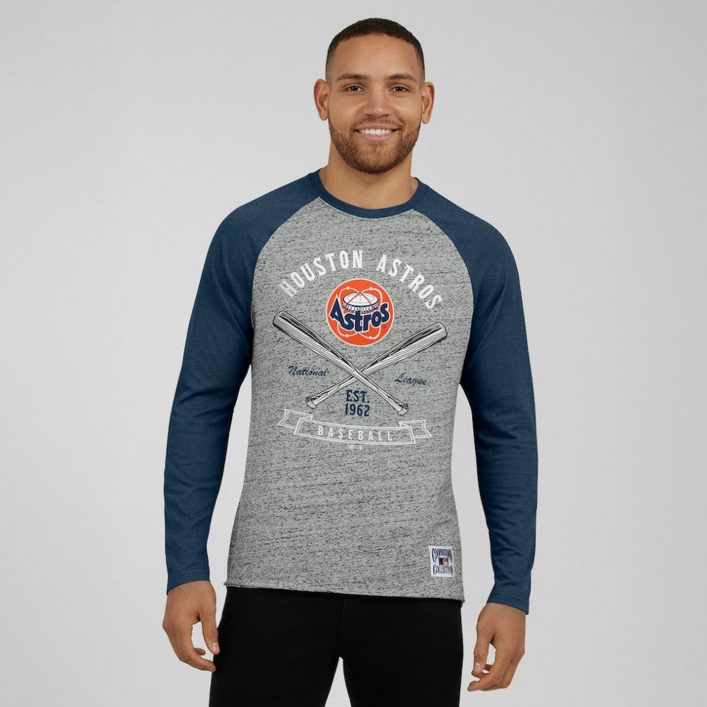 Houston Astros Darius Rucker Collection by Fanatics Raw Edge Raglan Long Sleeve Baseball T-Shirt Clearance