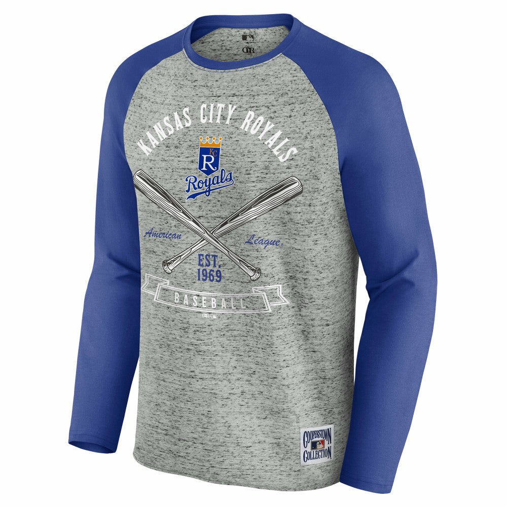 Kansas City Royals Darius Rucker Collection by Fanatics Raw Edge Raglan Long Sleeve Baseball T-Shirt for sale