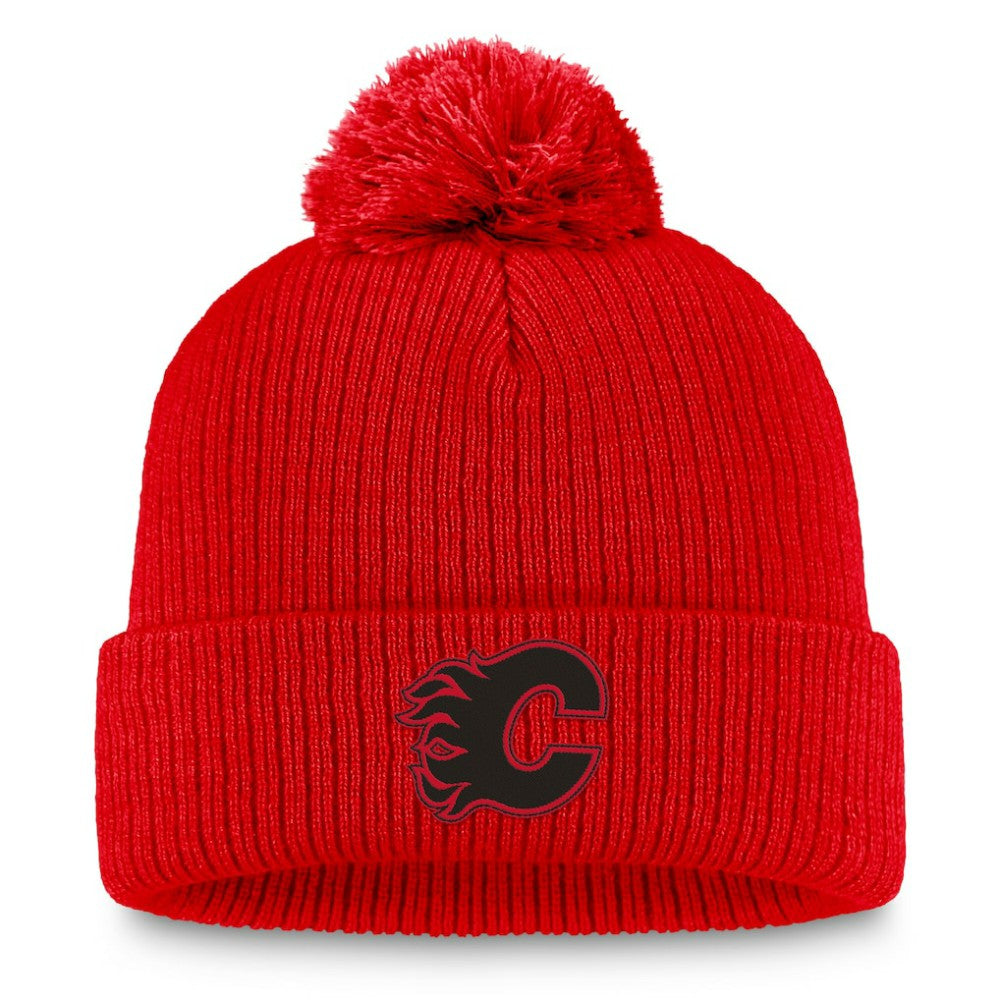 Calgary Flames - Fanatics Women's Cuffed Knit Hat with Pom Red