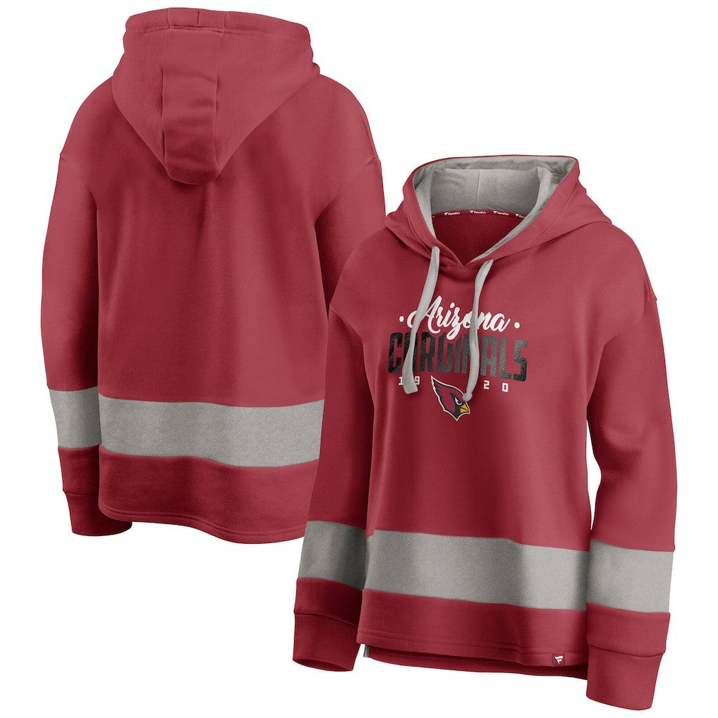 Arizona Cardinals Women's Huddle Up Fundamental Fleece Color Block Pullover Hoodie Cardinal/Gray - Fanatics
