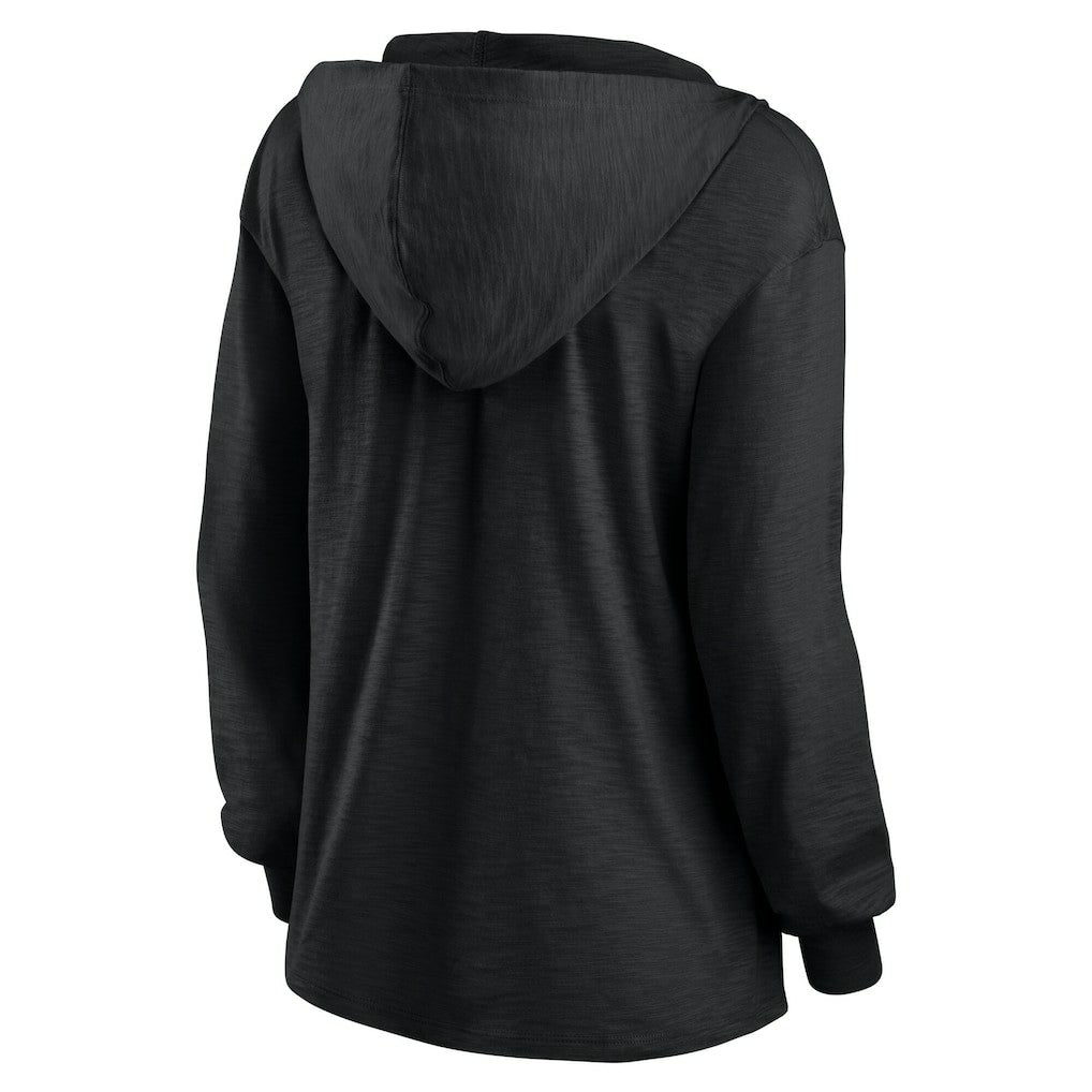 Pittsburgh Steelers Women's Blackout Slub Hoodie V-Neck Long Sleeve T-Shirt - Fanatics
