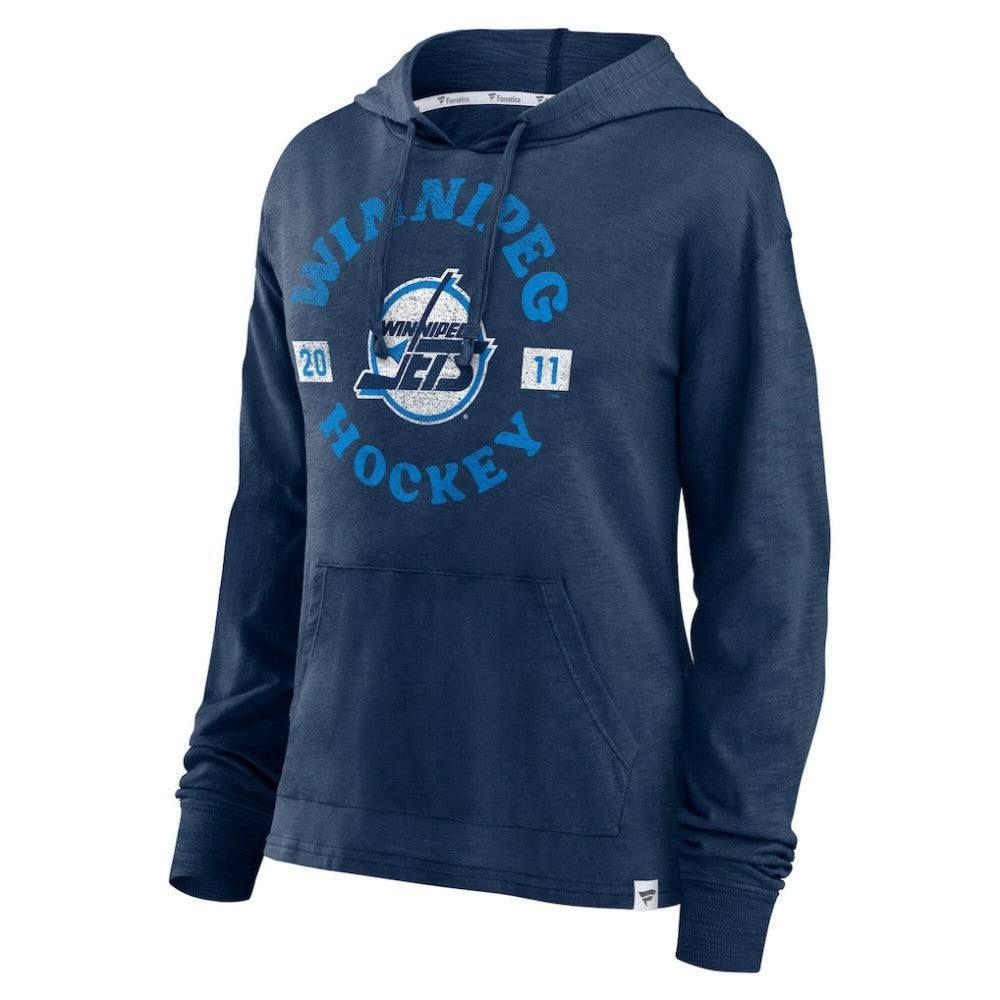 Winnipeg Jets - Fanatics Women's Faded Pullover Hoodie Heather Navy