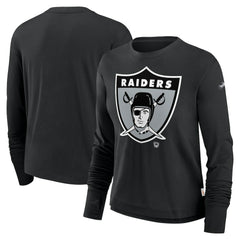 Las Vegas Raiders Women's Large Logo Cropped Long Sleeve Fashion T-Shirt Black - Nike