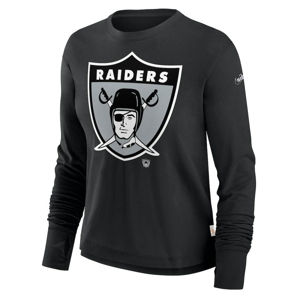Las Vegas Raiders Women's Large Logo Cropped Long Sleeve Fashion T-Shirt Black - Nike