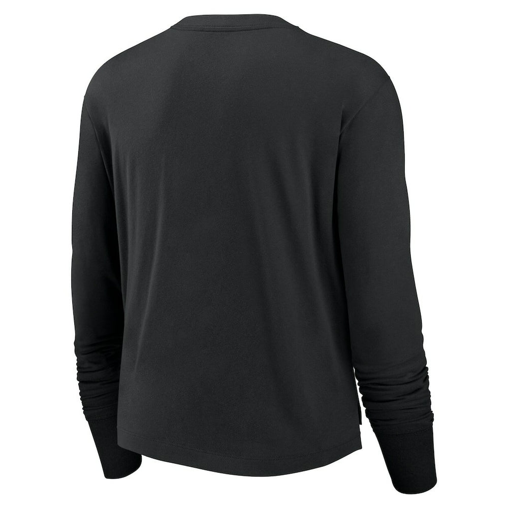 Las Vegas Raiders Women's Large Logo Cropped Long Sleeve Fashion T-Shirt Black - Nike
