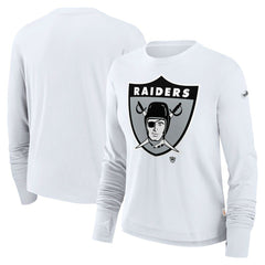 Las Vegas Raiders Women's Large Logo Cropped Long Sleeve Fashion T-Shirt White - Nike
