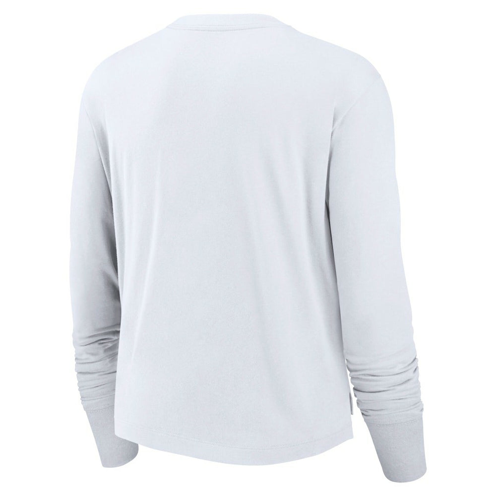 Las Vegas Raiders Women's Large Logo Cropped Long Sleeve Fashion T-Shirt White - Nike