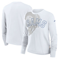 Los Angeles Rams Women's Layered Logo Cropped Long Sleeve Fashion T-Shirt White - Nike