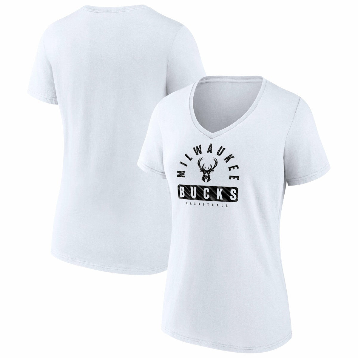 Fanatics - Milwaukee Bucks Women's Bench Warmer V-Neck T-Shirt - White