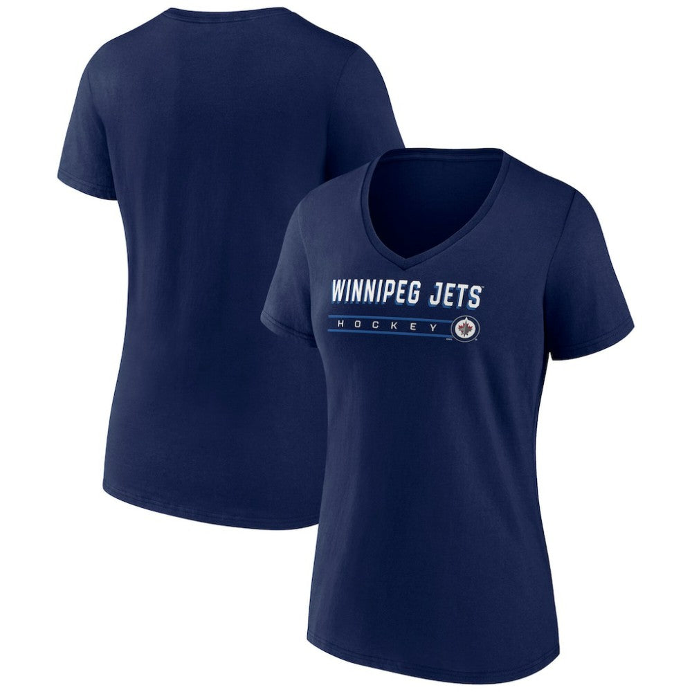 Winnipeg Jets - Fanatics Women's V-Neck T-Shirt Navy