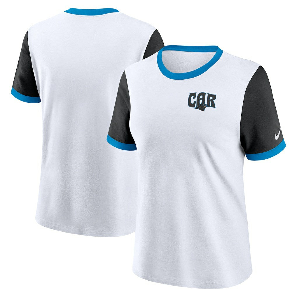 Carolina Panthers Women's Rewind Ringer Tri-Blend T-Shirt White - Nike