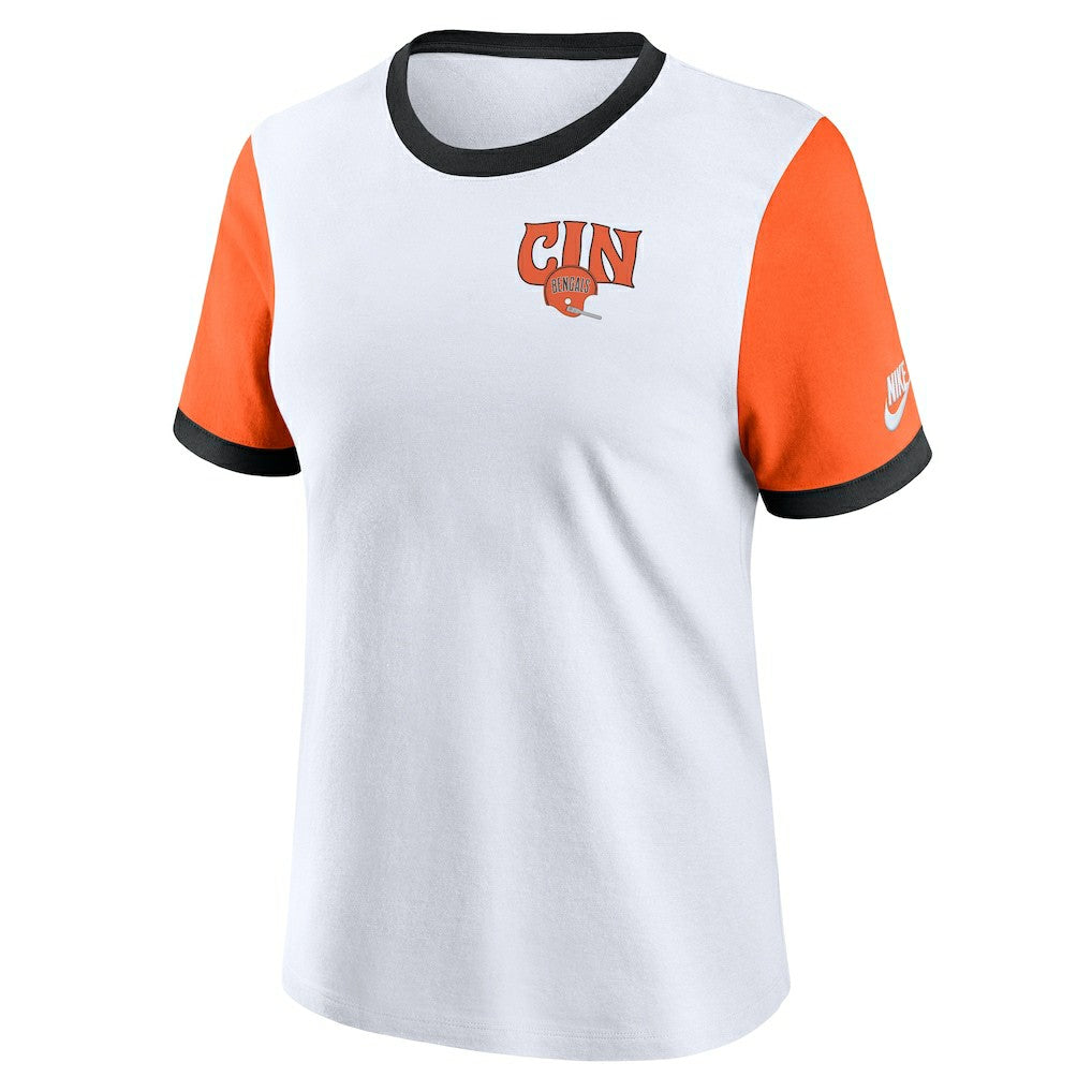 Cincinnati Bengals Women's Rewind Ringer Tri-Blend T-Shirt White - Nike