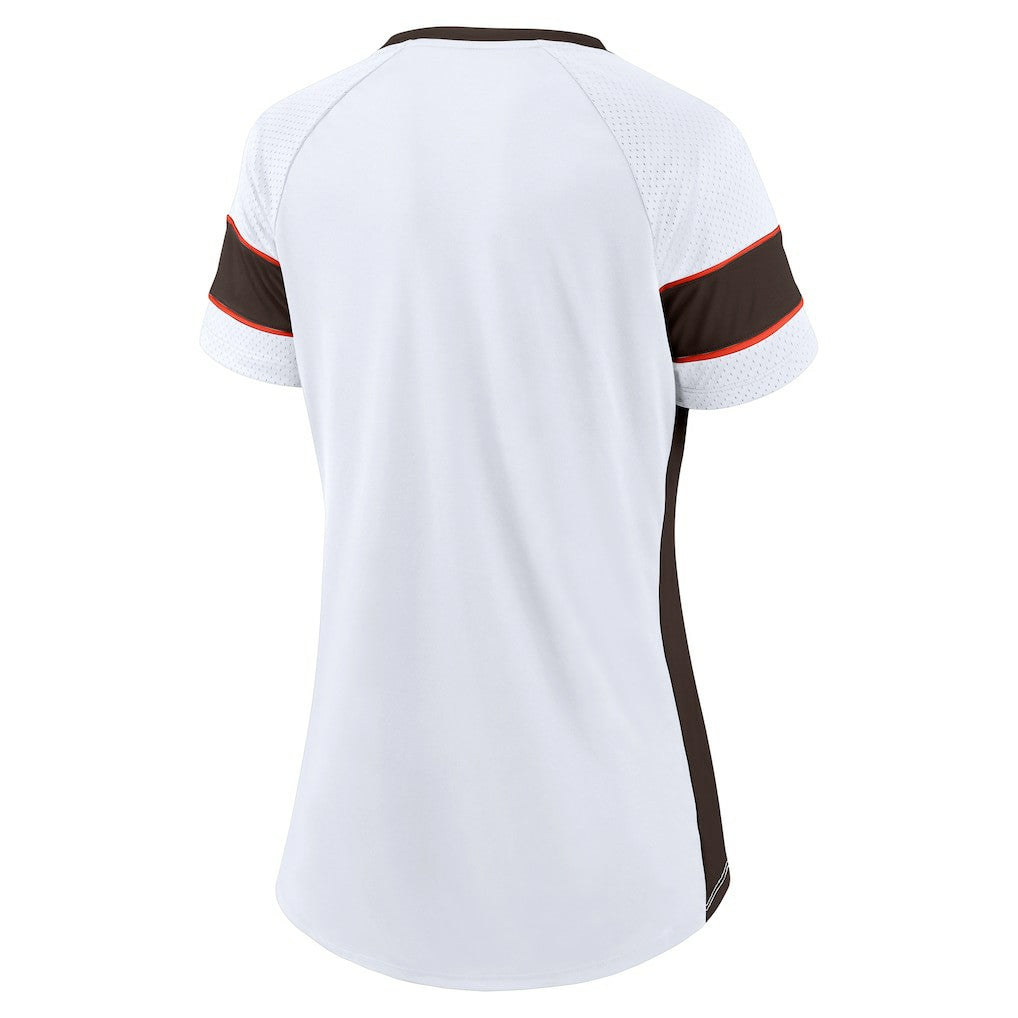 Cleveland Browns Women's Athena Lace-Up V-Neck T-Shirt White - Fanatics
