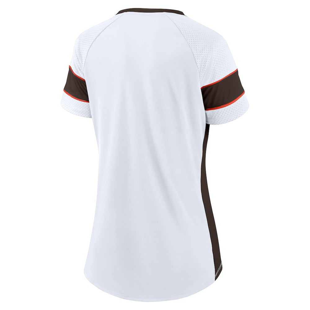 Cleveland Browns Women's Athena Lace-Up V-Neck T-Shirt White - Fanatics