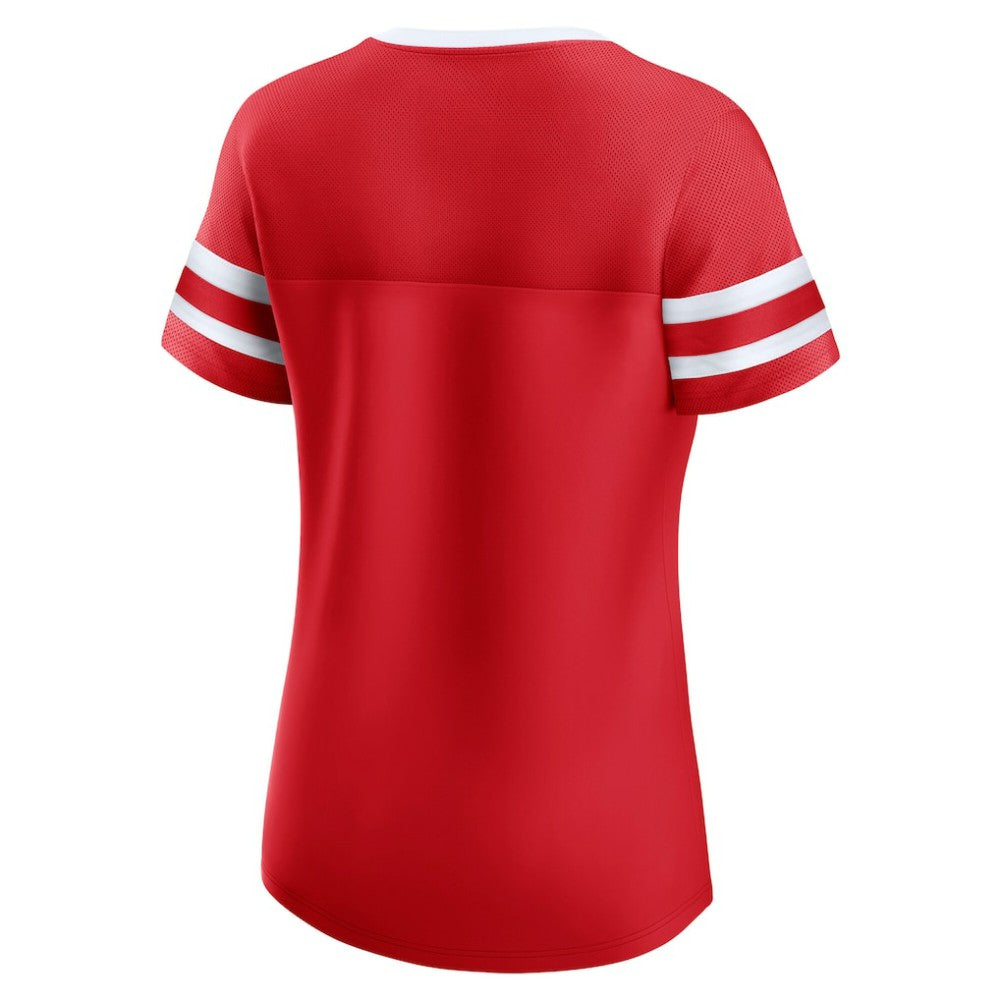Detroit Red Wings - Fanatics Women's Iconic Athena Lace-Up T-Shirt Red