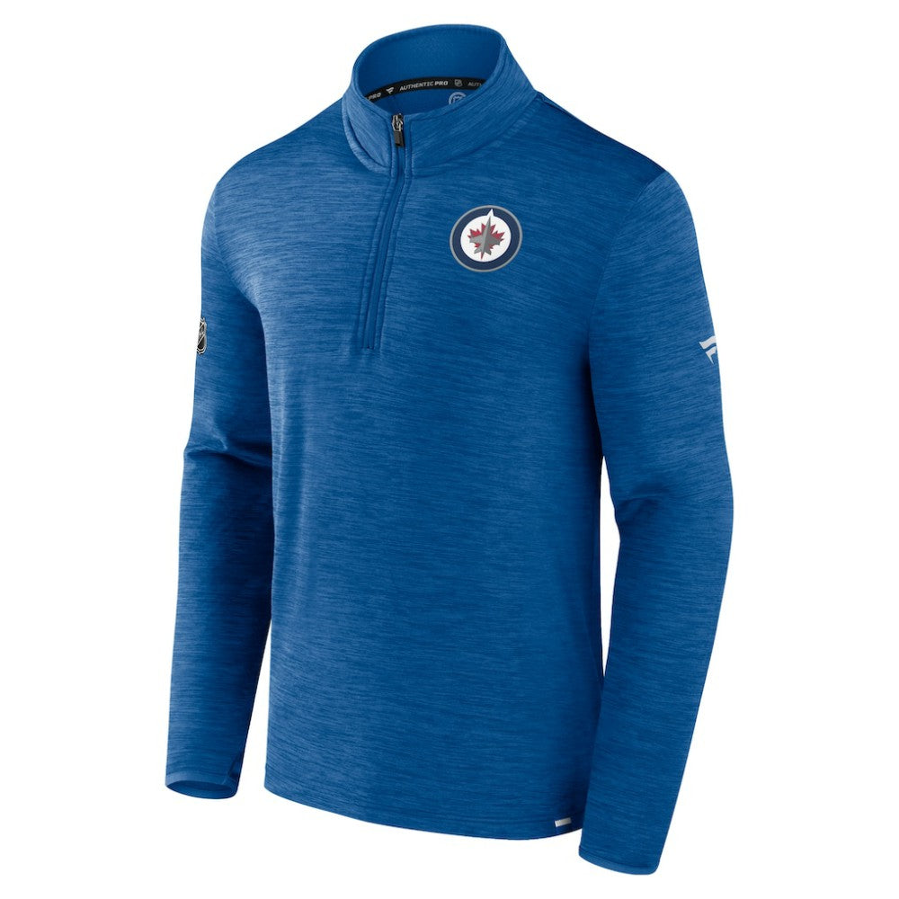 Winnipeg Jets - Fanatics Authentic Pro Lightweight Quarter-Zip Pullover Heather Blue