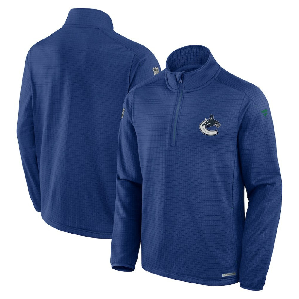 Vancouver Canucks - Fanatics Authentic Pro Rink Quarter-Zip Top Blue