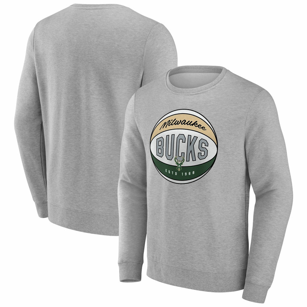 Fanatics - Milwaukee Bucks True Classics Hard Color Fleece Pullover Sweatshirt - Gray