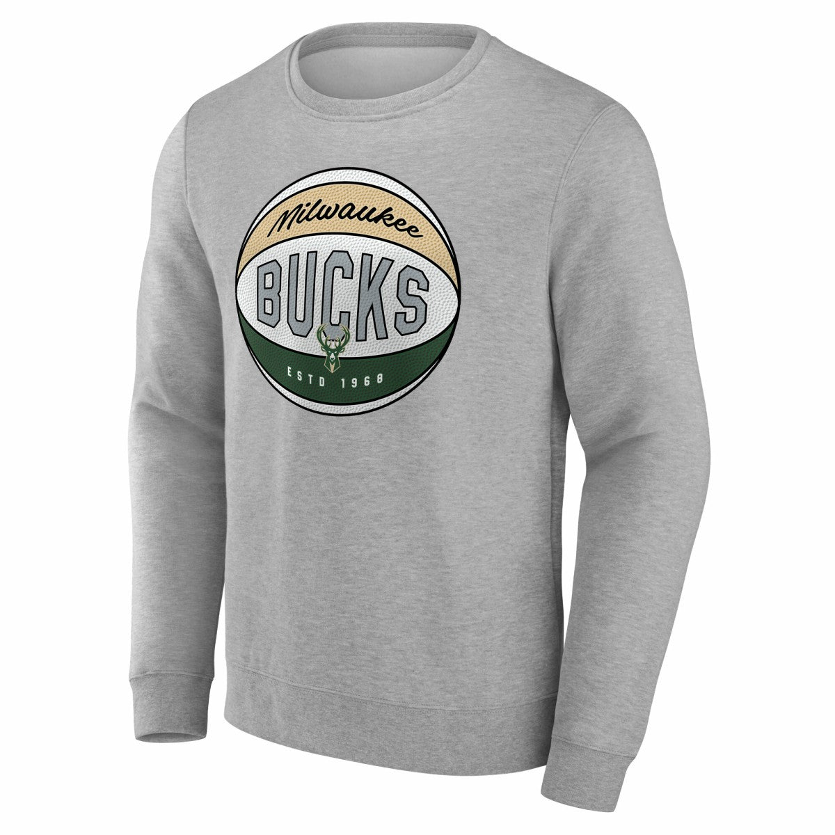 Fanatics - Milwaukee Bucks True Classics Hard Color Fleece Pullover Sweatshirt - Gray
