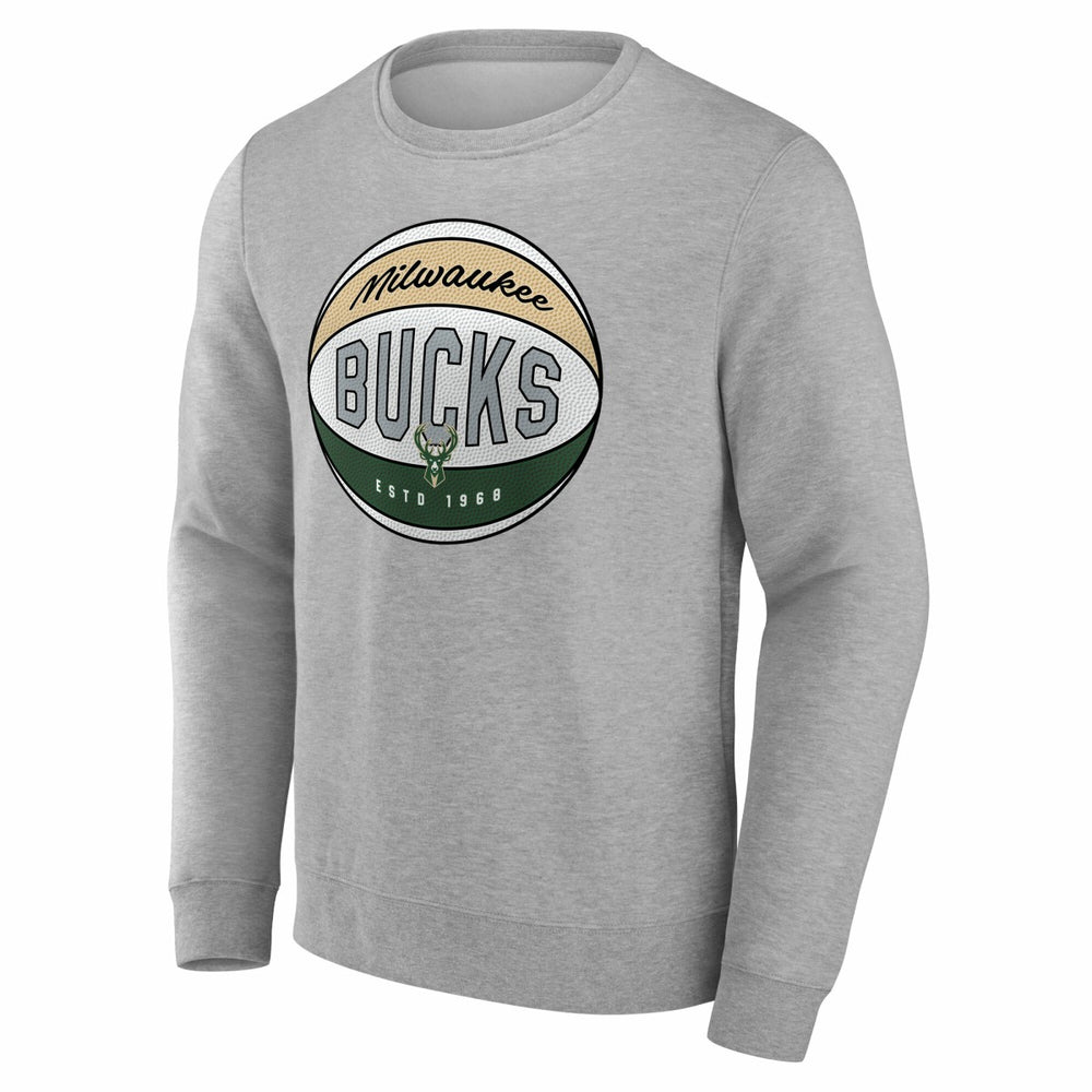 Fanatics - Milwaukee Bucks True Classics Hard Color Fleece Pullover Sweatshirt - Gray
