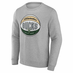 Fanatics - Milwaukee Bucks True Classics Hard Color Fleece Pullover Sweatshirt - Gray