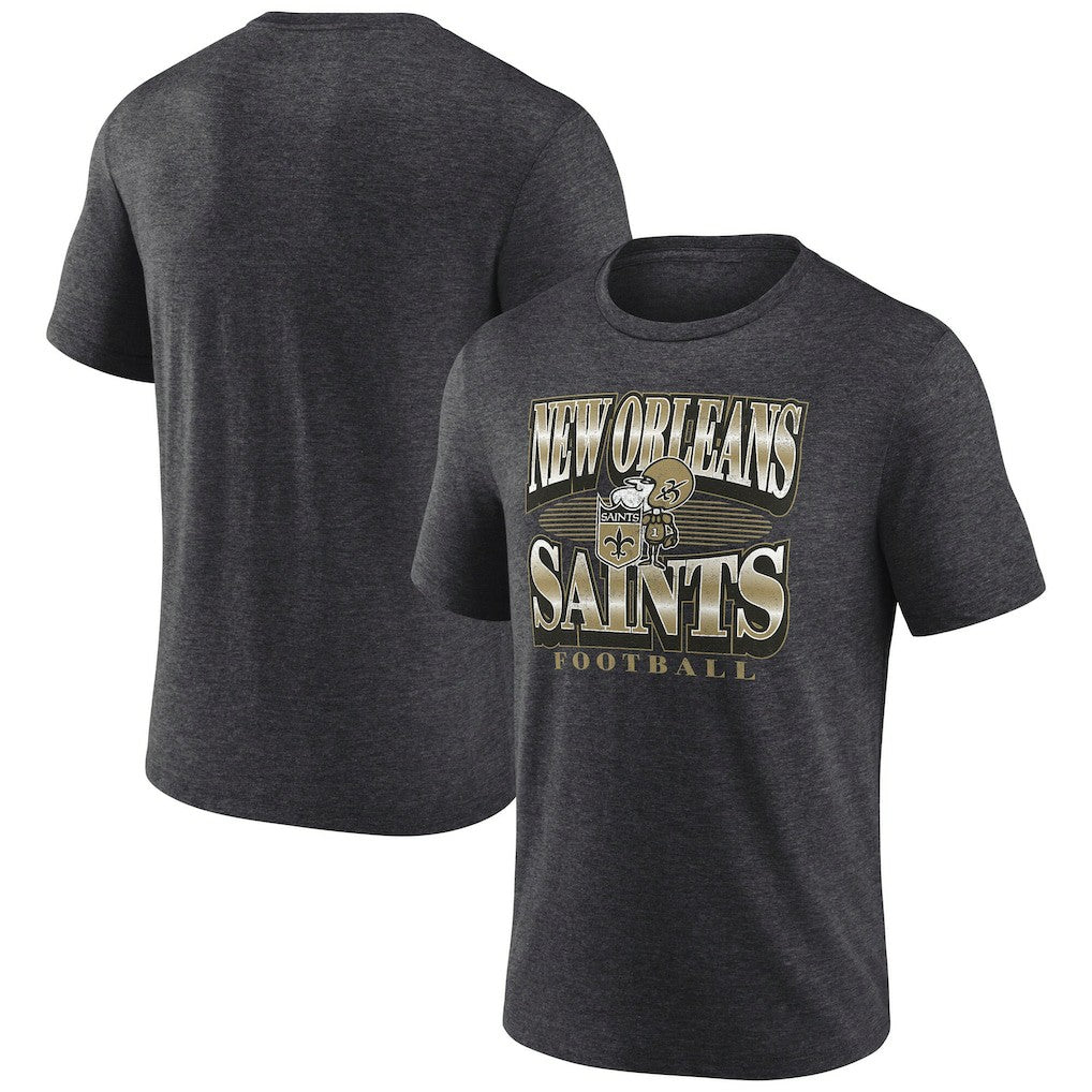 New Orleans Saints Extreme Tackle Tri-Blend T-Shirt Heather Charcoal - Fanatics