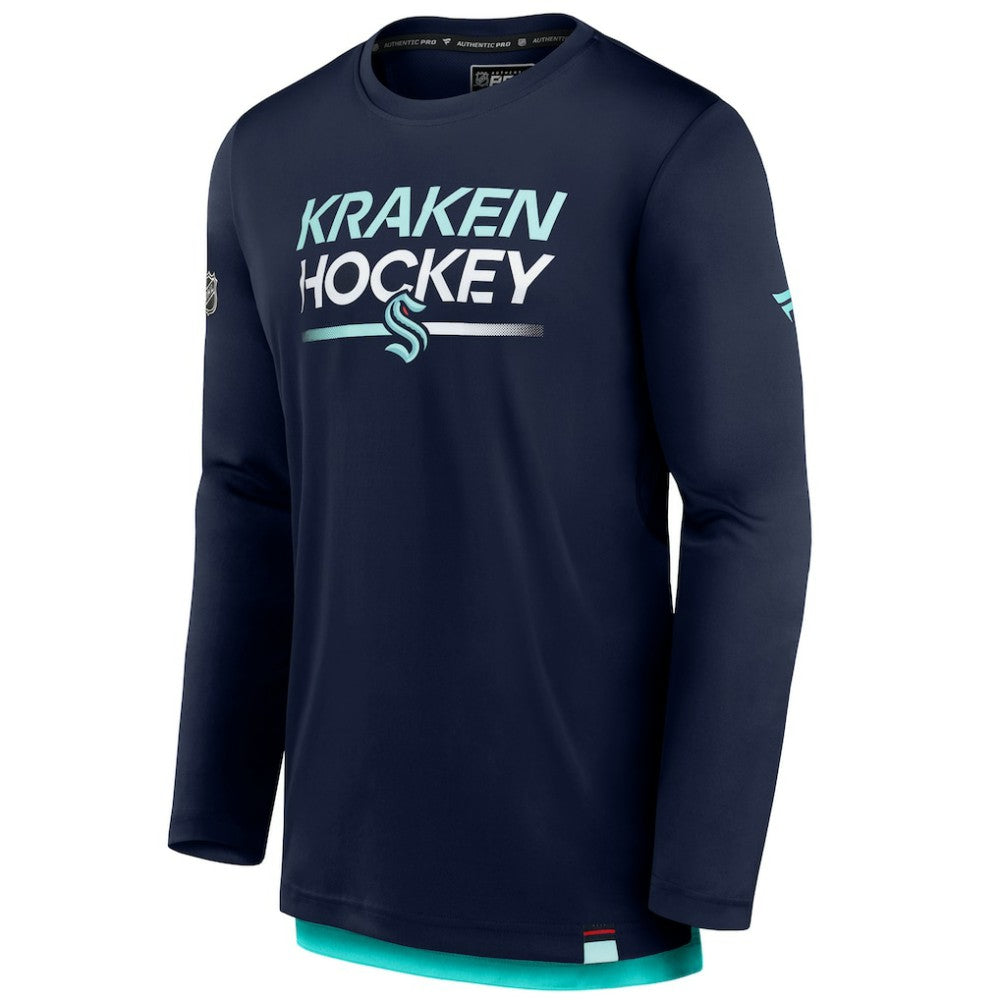 Seattle Kraken Fanatics Authentic Pro Tech Long Sleeve T-Shirt Deep Sea Blue