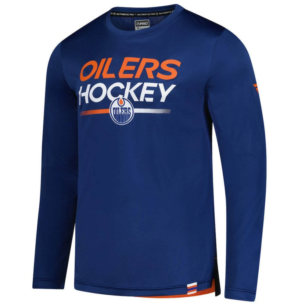 Edmonton Oilers - Fanatics Authentic Pro Tech Long Sleeve T-Shirt Royal