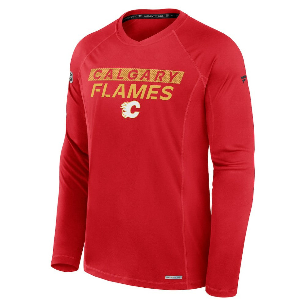 Calgary Flames - Fanatics Authentic Pro Rink Tech Raglan Long Sleeve T-Shirt Red
