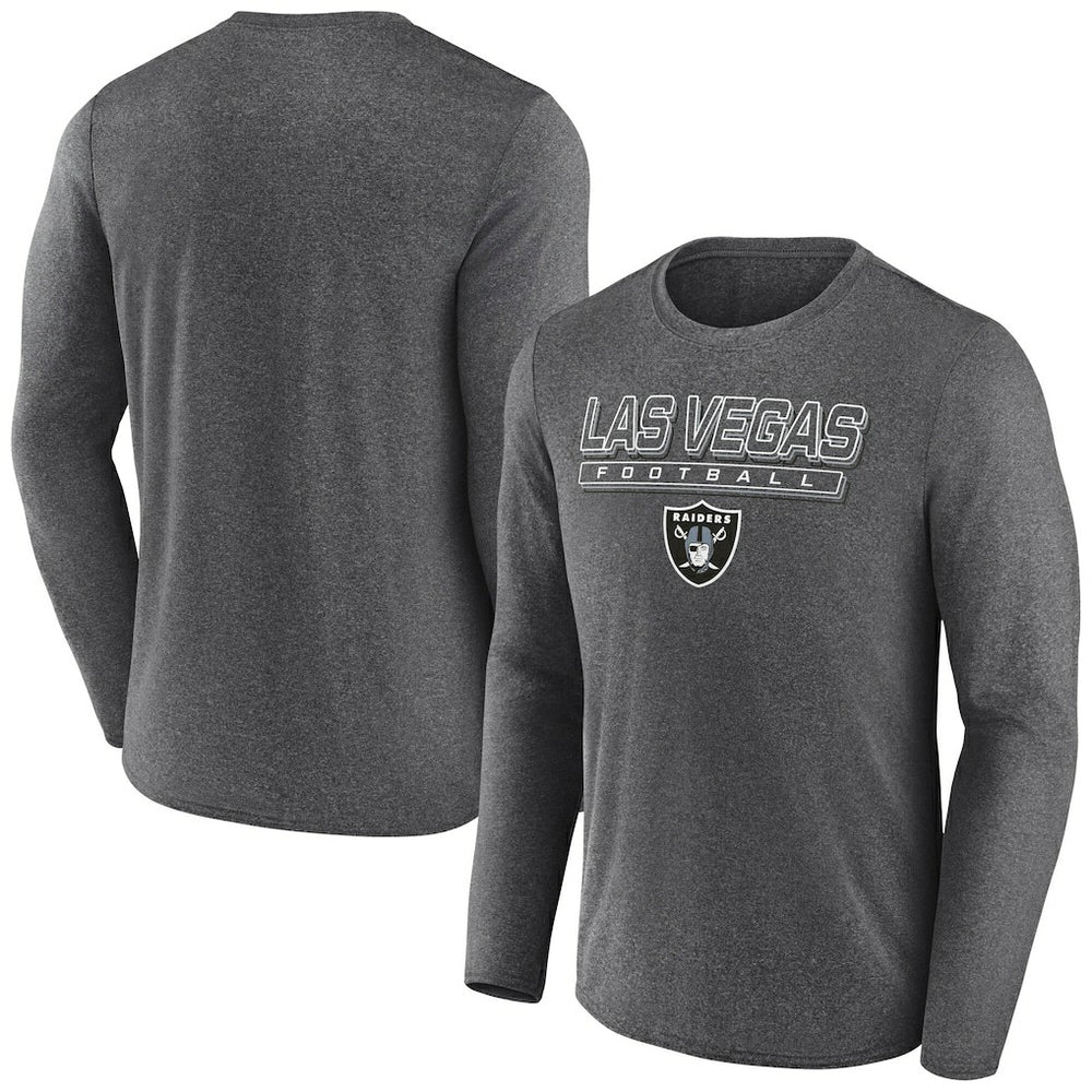 Las Vegas Raiders Fundamentals Long Sleeve T-Shirt Heather Charcoal - Fanatics