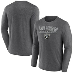 Las Vegas Raiders Fundamentals Long Sleeve T-Shirt Heather Charcoal - Fanatics