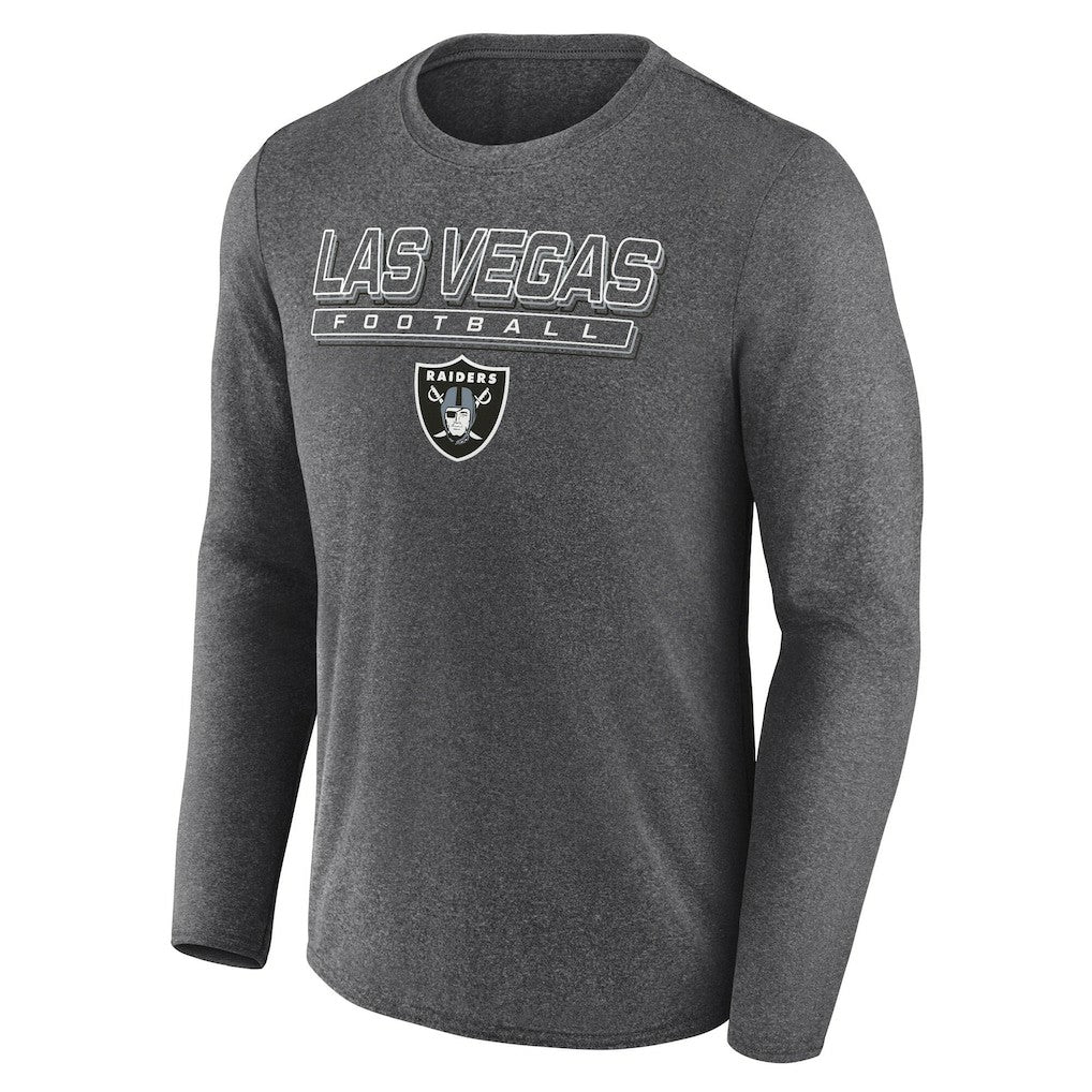 Las Vegas Raiders Fundamentals Long Sleeve T-Shirt Heather Charcoal - Fanatics