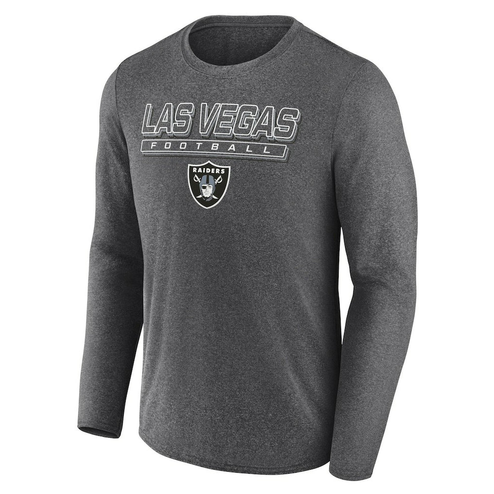 Las Vegas Raiders Fundamentals Long Sleeve T-Shirt Heather Charcoal - Fanatics